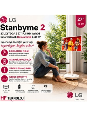 Lg 27 Inç, Dokunmatik, Döndürülebilir, Tekerlekli, Taşınabilir Ekran, 4 Saat Pil Ömrü ile LED Tv