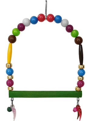 Colezium Renkli Boncuklu ve Çanlı Muhabbet Kuşu Salıncağı 10-11.5 cm Renkli
