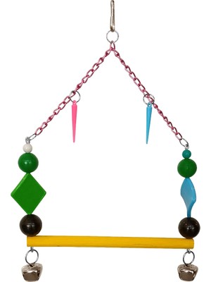 Colezium Renkli Boncuklu Zilli Zincirli Papağan Salıncağı 15-17.5 cm Renkli