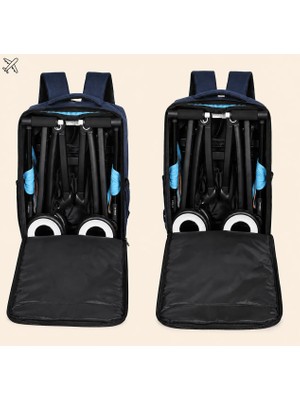 Pera Baby Cybex Libelle Bebek Arabasıyla Uyumlu Seyahat Çantası, Sırt Çantası Formunda Taşıma Çantası, Kabin Boy Bebek Arabası Taşıma Çantası (blue plus fabric)