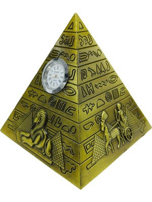 Dünyadan Hediyeler Antik Mısır Piramit Saatli Metal Dekoratif Hediyelik Biblo 10X11CM