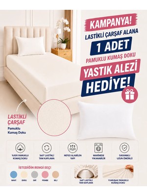 Dolce Mariee Pamuklu Kumaş Lastikli Çarşaf Tek Kişilik ( 100x200cm ) + 1 Adet Yastık Alezi Hediyeli