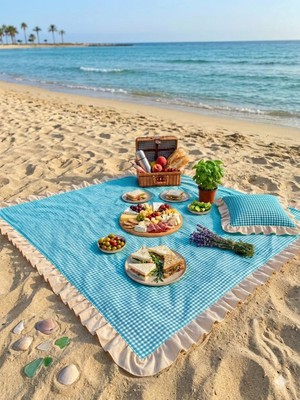 Hobizer Tekstil Piti Kareli Masa Örtüsü, Sofra Bezi, Piknik Örtüsü 200X200CM Dev Boy
