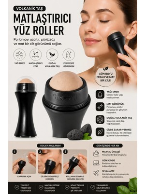 SYKU Matlaştırıcı Yüz Roller Doğal Volkanik Taş Yağ Emici Cilt Parlama Karşıtı Taş Roller