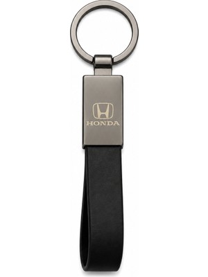 SAVEK Honda Anahtarlık Parlak Metal & Deri – Çift Tarafı Logolu, Premium Şık Tasarım, 12 x 2 cm Boyut, Araba Aksesuar