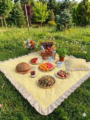 Hobizer Tekstil Piti Kareli Masa Örtüsü, Sofra Bezi, Piknik Örtüsü 200X200CM Dev Boy