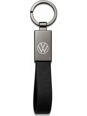 SAVEK Volkswagen Anahtarlık Parlak Metal & Deri – Çift Tarafı Logolu, Premium Şık Tasarım, 12 x 2 cm Boyut, Araba Aksesuar