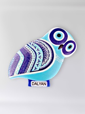 Mundy Dalyan Temalı Polyester Kabartmalı Nazar Baykuş Magnet 5,5 x 9 cm  Dekoratif Hediyelik Buzdolabı Süsü  (KOD:1136)