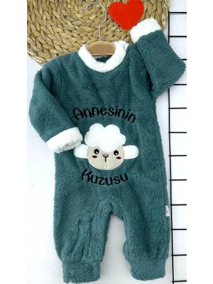 Hsc Bilişim 3-6-9-12 Ay Kuzu Tüylü Kumaş Annesinin Kuzusu Nakışlı Alttan Çıtçıtlı Kız Erkek Bebek Tulumu