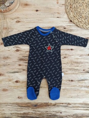 Hsc Bilişim 0-3 3-6 6-9 Ay Star Baby Baskılı Çıt Çıt Kapama Erkek Bebek Tulum