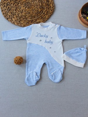Hsc Bilişim 0-3 3-6 Ay Lucky Baby Nakışlı Es Çizgi Boy Şapkalı Erkek Bebek Tulumu