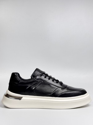 Daytex 2568 Togga - Içi Dışı Hakiki Deri Gizli Bağcıklı Silikon Kabartmalı Hafif Eva Taban Ortopedik Erkek Spor Sneaker Siyah