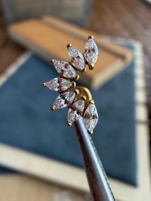 Aida Jewelss %100 316 L Cerrahi Çelik Pırlanta Modeli Helix Tragur Kıkırdak Piercingi