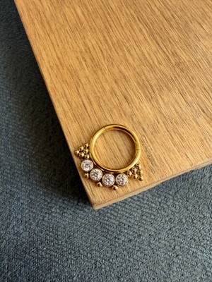 Aida Jewelss %100 316 L Cerrahi Çelik Otantik Zirkon Taşlı Kilitli Halka Piercing