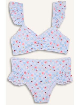 DeFacto 2'li Çiçekli Turkuaz Bikini Kız Çocuk G7400A826HS