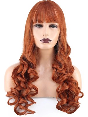 Colezium Daalı Perçemli Uzun Fiber Sen Peruk / Bakır