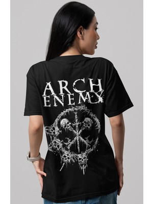 Sevbano Arch Enemy Rock Metal Müzik Grubu Sırt Baskılı Unisex Oversize Tişört