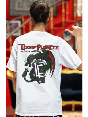 Sevbano Deep Purple Rock Metal Müzik Grubu Sırt Baskılı Unisex Oversize Tişört