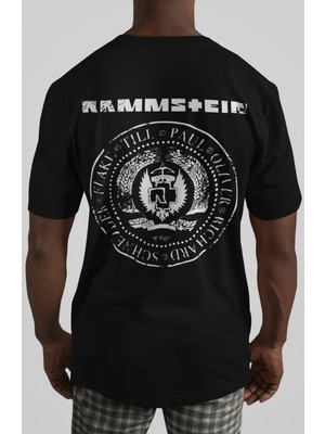 Sevbano Rammstein Rock Metal Müzik Grubu Sırt Baskılı Unisex Oversize Tişört