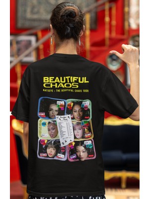 Sevbano Katseye Beautiful Chaos Kpop Müzik Grubu Sırt Baskılı Unisex Oversize Tişört