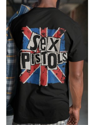 Sevbano Sex Pistols Rock Metal Müzik Grubu Sırt Baskılı Unisex Oversize Tişört