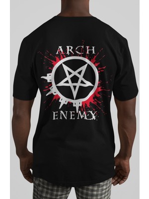 Sevbano Arch Enemy Rock Metal Müzik Grubu Sırt Baskılı Unisex Oversize Tişört