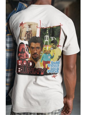 Sevbano Bad Bunny Rapper Şarkıcı Sırt Baskılı Unisex Oversize Tişört