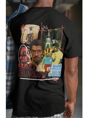 Sevbano Bad Bunny Rapper Şarkıcı Sırt Baskılı Unisex Oversize Tişört