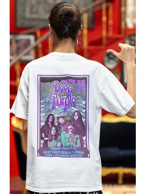 Sevbano Deep Purple Rock Metal Müzik Grubu Sırt Baskılı Unisex Oversize Tişört