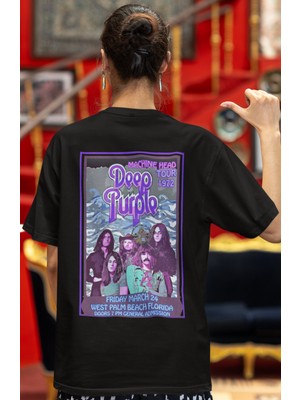 Sevbano Deep Purple Rock Metal Müzik Grubu Sırt Baskılı Unisex Oversize Tişört
