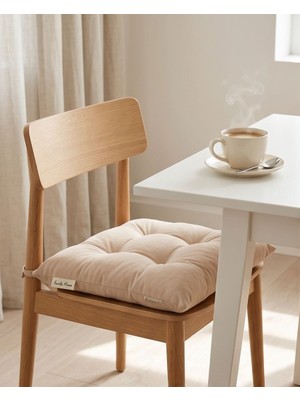 Auriva Home 2’li Pofidik Bej Sandalye Minderi , Bağcıklı 40 x 40