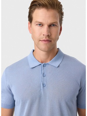 Back And Bond Mavi Regular Fit Düğmeli Polo Yaka Tişört