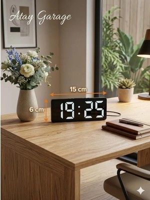 Atay Garage Modern LED Dijital Masa Saati - Dekoratif Alarmlı Saat