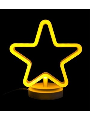 sbodurhome Neon Işıklı Yıldız Masa Gece Lambası Pil+Usb