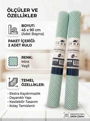 Ivory Halı Kaydırmaz Mat 45X90 cm 2 Ad ( Carpet Non - Slip Mat)