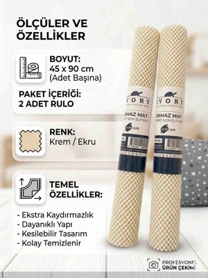 Ivory Halı Kaydırmaz Mat 45X90 cm 2 Ad ( Carpet Non - Slip Mat)