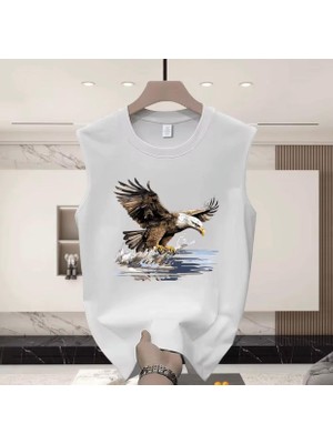 Nigrum Pardus Nıgrum Pardus Yeni Sezon Black Falcon Baskılı %100 Pamuk Büyük Beden Kolsuz Erkek T-Shirt