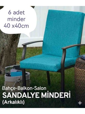 Ayzen Home 6 Adet 40X40CM Bahçe ve Salon Için Arkalıklı Bağcıklı Sandalye Minderi