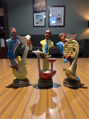 Imosas Dekoratif Müzisyen Biblo Seti 3’lü – El Boyaması Retro Tasarım | 17 cm