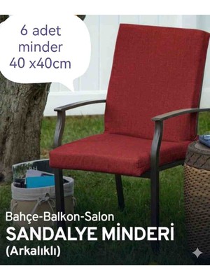 Ayzen Home 6 Adet 40X40CM Bahçe ve Salon Için Arkalıklı Bağcıklı Sandalye Minderi