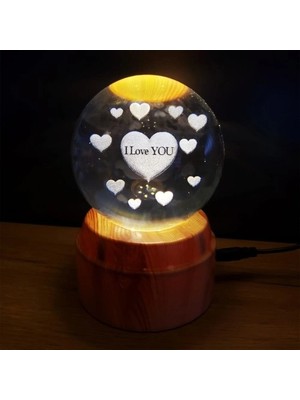 sbodurhome 360 Derece Dönen I Love You Tasarım Standlı Cam Küre