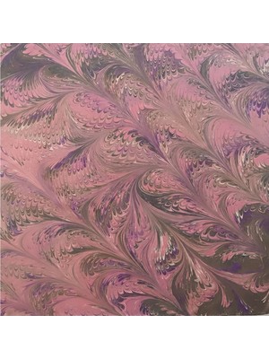 ElifEbru Exclusive Handicrafts Ebru Sanatı El Yapımı  Pembe Gri Mor Sura Ipek Eşarp Se 65