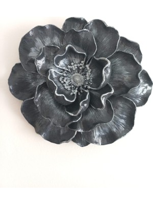 ZE Dekorasyon Antrasit Rengi 22X20CM Duvar Dekoru Gümüş Detaylı