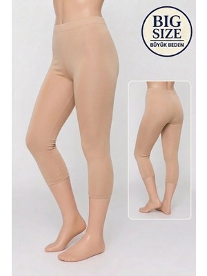 Altınay Büyük Beden Pamuklu Kadın Tayt Yüksek Bel Kapri Rahat Esnek Toparlayıcı - Plus Size Capri Leggings - 5060