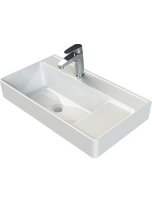 Turkuaz Seramik Turkuaz Cerastyle Sharp Etajer Uyumlu Damlalıklı Lavabo 65*38 cm