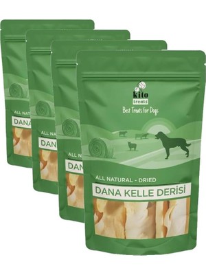 Kito Kurutulmuş Dana Kelle Derisi Çiğnemelik Köpek Ödül MAMASI%100 Doğal, Glutensiz, Organik 100 gr (Dog Treat) (4 Paketi)