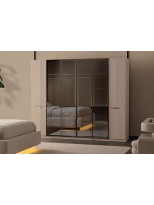 Doressa Petit 6 Kapılı Orta Reflekte  Camlı Gardırop