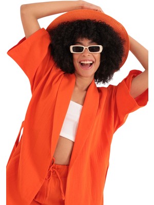 Sora Home Rahat Kesim Kimono Üst - Turuncu