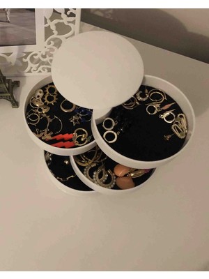 Colezium 4 Katlı Dönebilen Silindir Takı ve Makyaj Organizer Kutusu