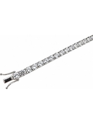 Desing 925 Ayar Gümüş Su Yolu Kadın Bileklik Beyaz Taşlı Işıltılı Zarif Takı 5 mm | 17.40 gr